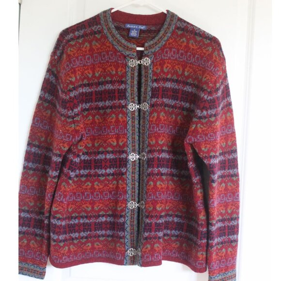 Vintage Eagle's Eye Cardigan Sweater Women's Small Medium Fair isle Fall - Picture 1 of 7